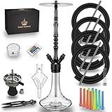 NOBLE HOOKAH 100cm Shisha Set 4 Anschlüsse mit LED Licht Shisha Kopf XXL Shisha 4 Schlauch aus...