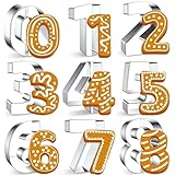 Ausstechformen-Set mit großen Zahlen, 7,6 cm, 9 Stück, Geburtstagszahlen 0–8,...