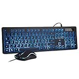 Rii Gaming Tastatur und Maus Set mit Kabel, 3 LED Hintergrundbeleuchtung QWERTZ (DE-Layout),...