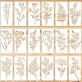 LXUEJIE 18 Stück Wildblumen Schablonen, Blumen Schablone Blätter Stencil Malschablonen...