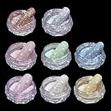 GZMAYUEN Kristall Diamant Nagel Glitzer Pulver 8 Stück Crystal Diamond Glitzerpuder für Nägel...
