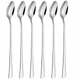 Latte Macchiato Löffel Set, silber, 6-teilig, 20 cm, Lange Löffel, Cocktaillöffel,...