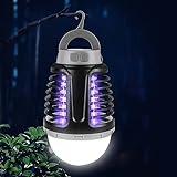 Elektrischer Insektenvernichter 3-In-1 UV Licht Mückenkiller Solar Campinglampe IP6 Wasserdicht...