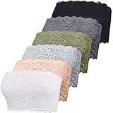 Geyoga 6 Stück Blumen Spitze Bandeau BHS Dehnbare Trägerlose Spitze Bralette Nahtlose Schlauch BHS...