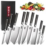 MDHANDD Messerset, 9-tlg Scharfe Küchenmesser Set, Deutscher Edelstahl mit Ergonomischem Griff,...