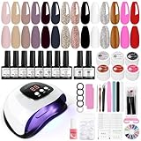 SPTHTHHPY Nagelset Gelnägel Starterset,gel nagellack Kit mit 48W UV Lampe,8 Nagellack mit Base&Top...