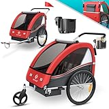 KESSER® Kinderfahrradanhänger Sport-RX 2in1 Jogger & Buggy 5-Punkt-Gurt Sicherheitsgurt 360°...