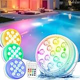 Vankarr Poolbeleuchtung Unterwasser Licht Pool Magnetisch LED Poollicht mit Fernbedienung IP68 LED...