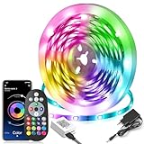 Mexllex LED Strip 15m, RGB LED Lichterkette Stripes Licht mit Fernbedienung LED Beleuchtung Leiste...