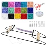 Perlenwebrahmen Satz mit 15 Farben Perlen, Perlen Loom Webrahmen Perlenwebstuhl Kit Strickmaschine...