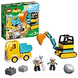 LEGO 10931 DUPLO Bagger und Laster Spielzeug mit Baufahrzeug für Kleinkinder ab 2 Jahren zur...