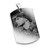 Diamandi Dog-Tag Kette mit Foto-Gravur I Ihr Bild + Text gravieren I Ketten-Anhänger Silber