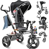 KIDIZ® Dreirad 6in1 Kinderdreirad mit Schubstange Lenkbar ab 9 Monaten bis 25Kg Jogger vorwärts &...
