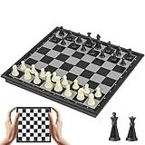 Cestamor Reiseschach Mini Schach Magnetisch Hochwertig Klappbare Schachbrett - Reise Schachspiel...