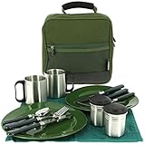 13-teiliges Deluxe G8DS® Campinggeschirr, Tassen und Besteck für 2 Personen Kochgeschirr...