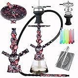 Shisha Set Komplett Schädel Schwarz mit Schlauch Bowl Kaminaufsatz Kopf Sieb Anschlüsse Mundstück...