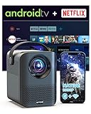 Native 1080P Mini Beamer, Videoprojektor mit Netflix-Zertifizierung, Android TV10.0, 5000+ Apps, 150...
