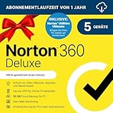 Norton 360 Deluxe inkl. Utilities Ultimate 2025 | 5 Geräte | 1 Jahr | Aktivierungscode per Email