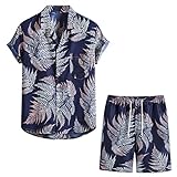 Herren 2-Teiliges Outfit Sport Sets Sommer Zweiteiler Farbe gedruckt Strand Shirts + Kurze Hose Set...