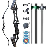 Tongtu 57' Recurvebogen Pfeil und Bogen Set für Erwachsene Rechte Hand 30-60LBS Jagd Longbow set...