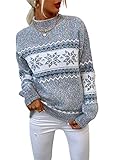 KANDEMY Damen Weihnachtspullover mit kleinem Stehkragen Christmas Pullover Warm Strickpullover mit...