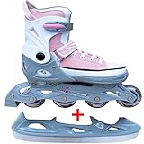 Cox Swain Sneak Kinder Inline Skates & Kinder Schlittschuh 2 in 1 - größenverstellbar ABEC5, Pink,...