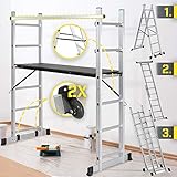 Timbertech® Baugerüst - 4 in1 Arbeitshöhe max 280cm, bis 150kg Belastbar, Anti-Rutsch, Rollen -...