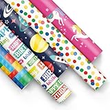 PAW - Geschenkpapier 200x70cm - 5 Rollen | Mix aus 5 Motiven | Fröhlich Papierrolle für...