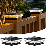 btfarm 2 Stück Pfostenleuchte Solar, 2 Modi LED Pfostenkappe Solar IP65 Wasserfest Pfostenlichter,...