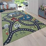 Paco Home Kinder-Teppich Für Kinderzimmer, Spiel-Teppich Mit Straßen-Motiv rutschfest In Grün,...