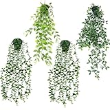 TNSLAND 4 Stück Kunstpflanzen Hängend, Künstliche Pflanzen Wie Echt, Künstliche Hängepflanzen...