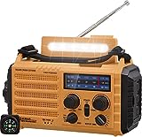 Tragbare Solar Radio, Notfall Radio mit Kurbel, Dynamo Wetter AM/FM/SW Radio,4000mAh...