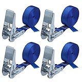 Spanngurt mit Ratsche Zurrgurt 4er Set Ratschengurt DIN EN 12195-2 blau 4 m oder 6 m, 25 mm breit -...