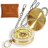 JUXINE Vintage Taschenuhr Messing Kompass,Wasserdicht Kompass,Portable Wasserdicht Taschenkompass...