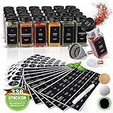 HAVENHAUS Gewürzgläser Set schwarz | 24 Gewürz Organizer inkl. 336 deutschen Gewürzetiketten |...