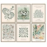 LOZULO Grün Pflanzen Leinwand Bilder Matisse Poster Set, Modern Wandbilder Deko Wohnzimmer...