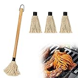 Grillpinsel BBQ Pinsel Basting Mop Profi Sauce Soßen Marinaden Grillbürste Barbecue mit Holzgriff...