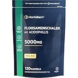 Flohsamenschalen Kapseln 5000mg mit Acidophilus | 120 Vegane Stk | 5000 mg Flohsamenschalenpulver +...