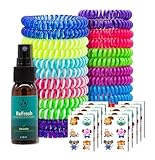 Olleeno® Mückenschutz Set – 24 Armbänder, 30 ml Spray & 60 Aufkleber | Wiederverwendbare...