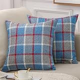 BESTORI Leinen Kissenbezügen 2er Set Dekorative Weich Zierkissenbezug mit Reißverschluss für...