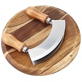 Uzztfa Salatschneider Rundem Holzschneidebrett, Wiegemesser, Edelstahl-zerkleinerer,...
