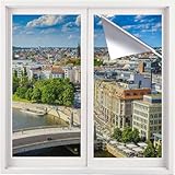 (44.5X200cm Silber) Fensterfolie Sonnenschutz Hitzeschutz innen oder außen | Rückstandslose...