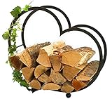 DanDiBo Kaminholzregal Innen Metall Herz Kaminholzständer 64 cm 181134 Holzkorb Kaminholzhalter...