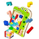 Swetup 3D Holzspielzeug Puzzles, 3 in 1 Montessori Spielzeug mit Tetris Tangram Jigsaw...