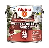 Alpina Holz-Wetterschutz-Farben – Schwedenrot, deckend – bis zu 12 Jahre Schutz vor Witterung...