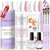SavilandAcryl Nagelset Starterset: 3 Farben Pulver 50ml Liquid Set - mit Primer Dehydrator und Acryl...