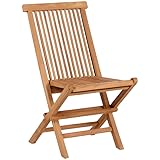 MR. DEKO® Klappstuhl Langton Teakholz | Gartenstuhl Klappbar Outdoor | 53x43x89 cm (BxTxH) |...