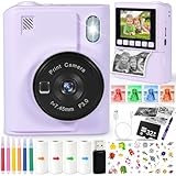 CYJJYZ Kinderkamera, 1080P HD Sofortbildkamera, 2,4 Zoll Bildschirm, mit 32GB Karte & 6 Rollen...