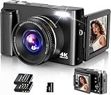 Digitalkamera,4K 48MP Fotokamera Autofokus mit 32G Karte, Vlogging Kamera mit 3 Zoll 180°...