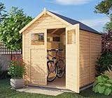Alpholz Gerätehaus Alisha aus Fichten-Holz, Gartenhaus mit 14mm Wandstärke, Holzhaus inklusive...